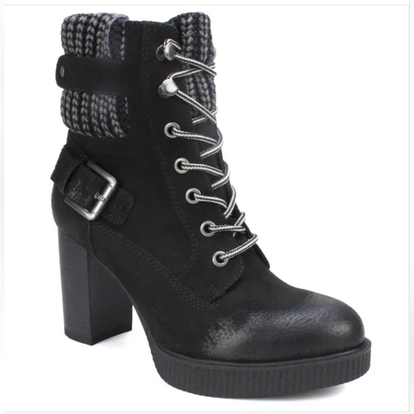 White Mountain Shoes - White Mountain Tonya Women's Black Ankle Moto Lace Up Combat Boots Size 10